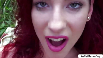 Redhead Budapest babe gets fucked outdoors