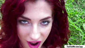 Redhead Budapest babe gets fucked outdoors