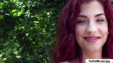 Redhead Budapest babe gets fucked outdoors