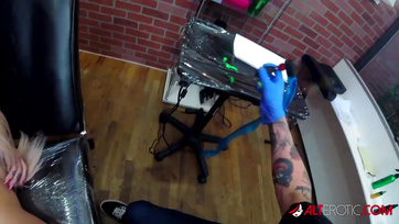 Blonde Slut Wakes Up to Pussy Tattoo and Takes a Bite of Cock
