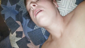 Big-Titted Wife Sucks and Swallows Cock in Her Tight Pussy