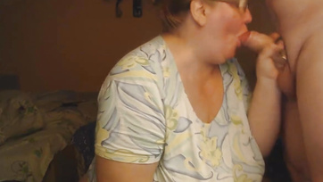 Stepmom Sucks Her Stepbrother's Cock Slowly - Big Tits Mom