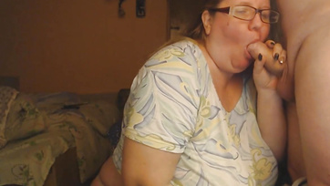Stepmom Sucks Her Stepbrother's Cock Slowly - Big Tits Mom