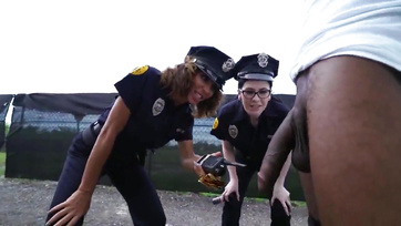 Fucking Two Hot Cop Babes by the Car Guy