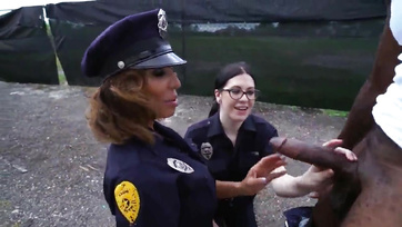 Fucking Two Hot Cop Babes by the Car Guy