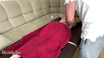Happy wife fingers and fucks her hot married patient