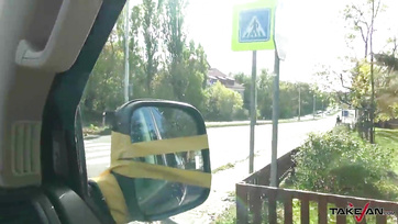Blonde Beauty Rides the Mechanic in a Moving Vehicle