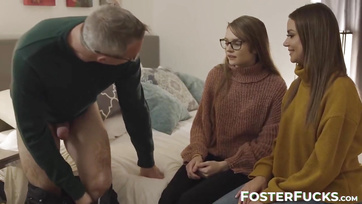 Shy Schoolgirl in a Taboo Threesome with Stepdad and Stepmom