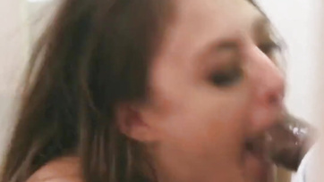 Bold Little vixen attacks his cock to get her muff thoroughly fucked