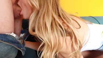 Spooning a Little Cum into Her Pussy - Horny Girl Gets Turned On